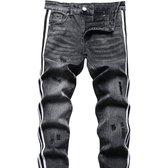 New Mens Ripped and Patched Skinny Jeans Multiple Sizes